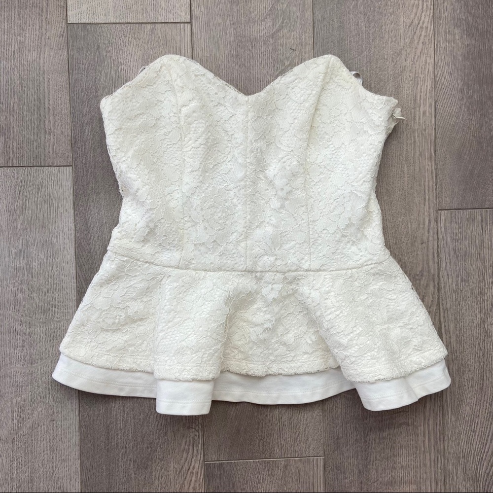 🕊 Cropped White Peplum Bustier Top 🕊